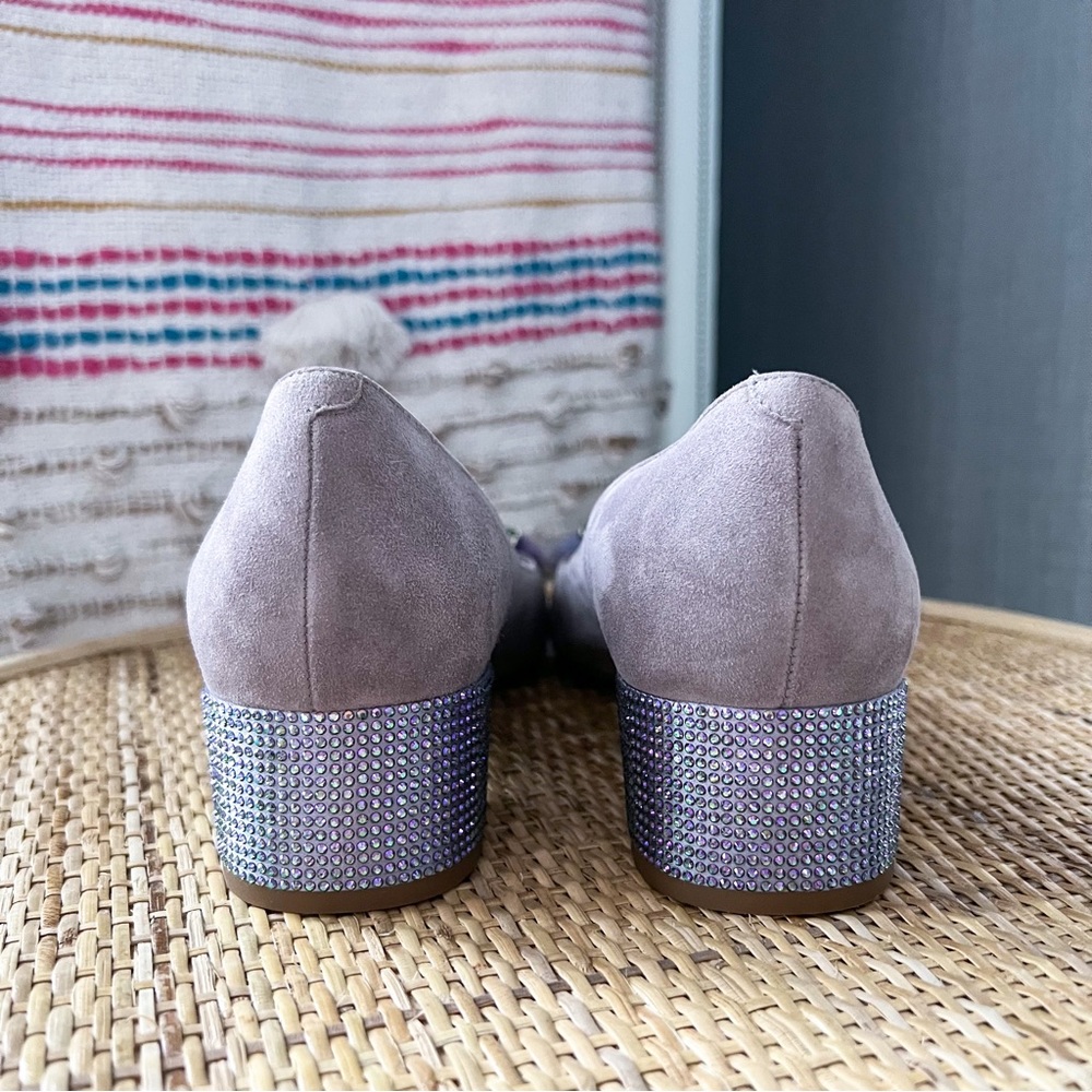 Rene Caovilla Lavender Jeweled Low Block Heels Women’s Size 40.5 - Picture 7 of 9